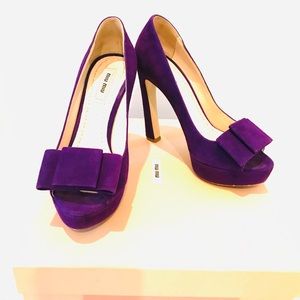 Miu Miu pip toe pumps purple suede